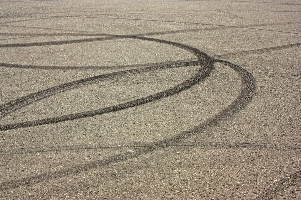 tire skid marks driveway